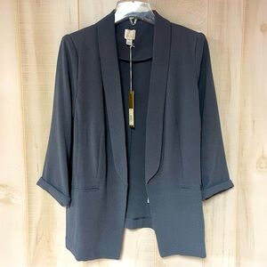 NWT Lauren Conrad Gray Crepe Open Shawl Collar Blazer Sz 8